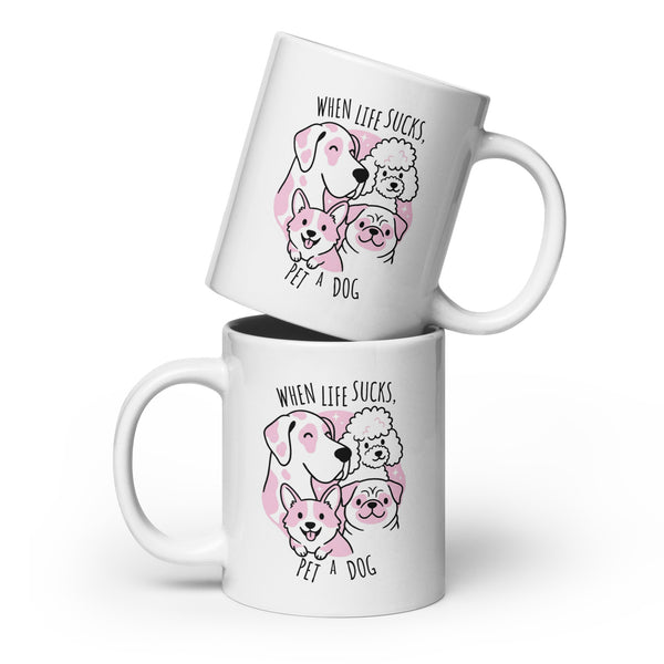 When life sucks pet a dog White glossy mug-I love Veterinary