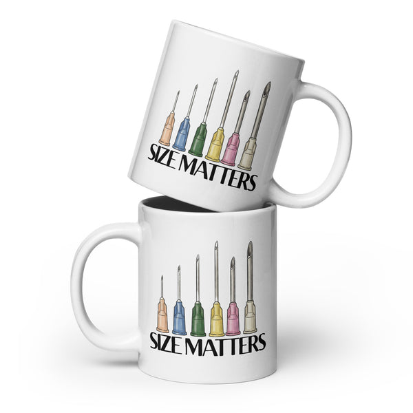 Size Matters White glossy mug-I love Veterinary