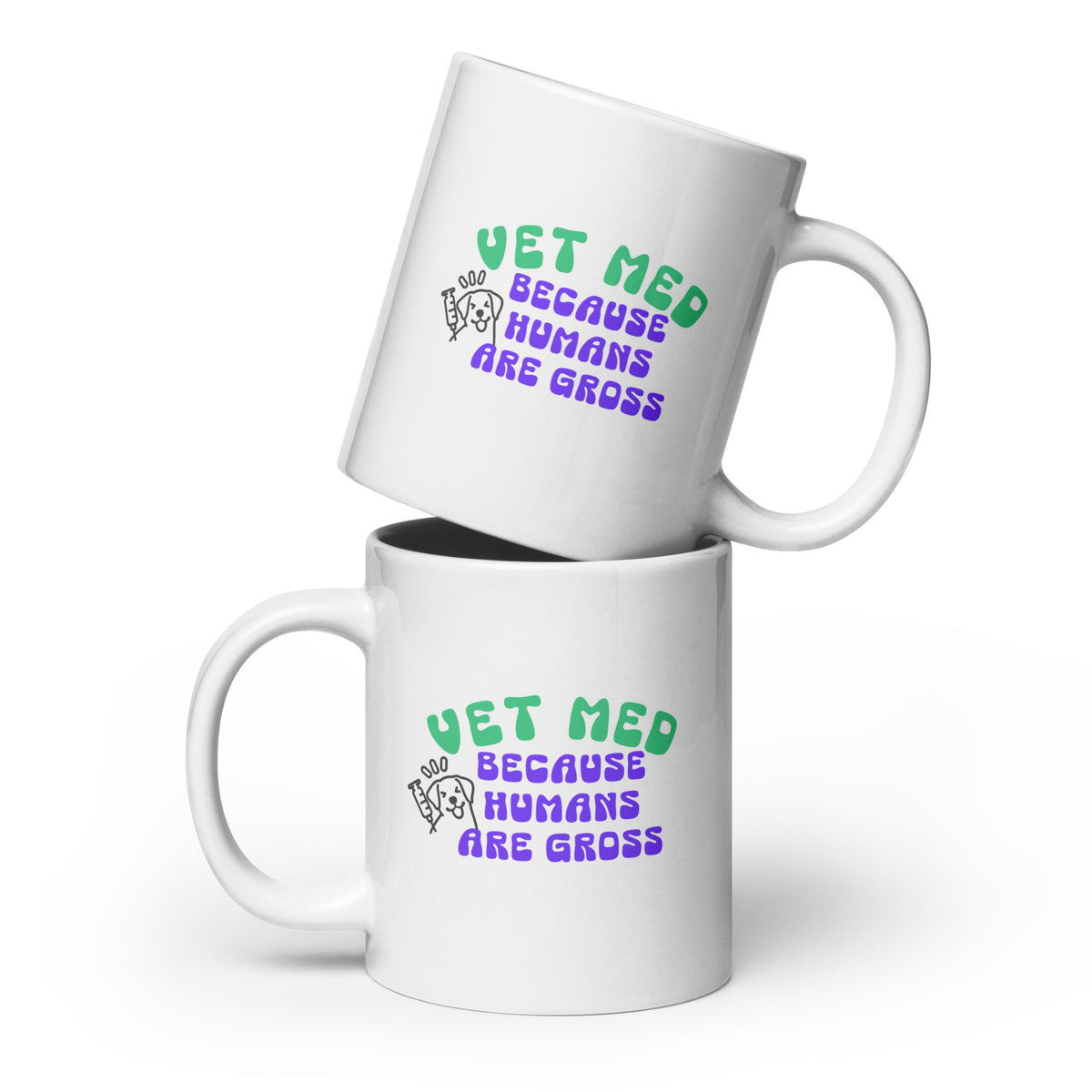 Vet Med because humans are gross White glossy mug-I love Veterinary