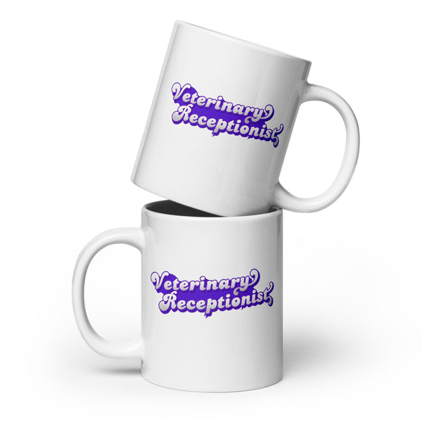 Veterinary Receptionist White glossy mug-I love Veterinary