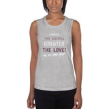 Larger the animal- Greater the love! Women's Tank Top-Women's Flowy Muscle Tank | Bella + Canvas 8803-I love Veterinary