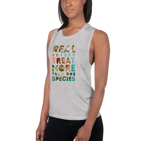 Real nurses treat more than one species Women's Tank Top-Women's Flowy Tank Top by Bella | Bella B8800-I love Veterinary