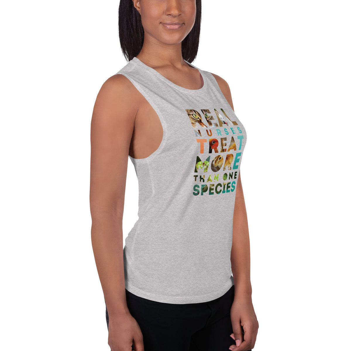 Real nurses treat more than one species Women's Tank Top-Women's Flowy Tank Top by Bella | Bella B8800-I love Veterinary