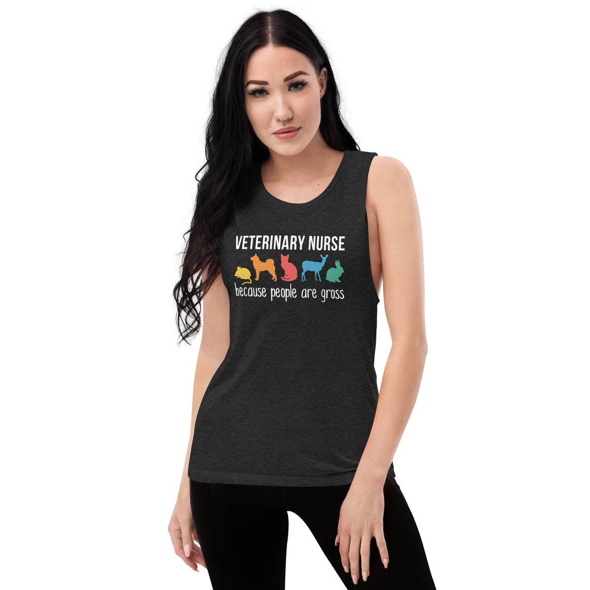 Veterinary Nurse: because people are gross Women's Tank Top-Women's Flowy Muscle Tank | Bella + Canvas 8803-I love Veterinary