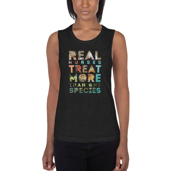 Real nurses treat more than one species Women's Tank Top-Women's Flowy Tank Top by Bella | Bella B8800-I love Veterinary