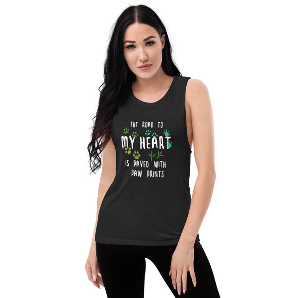 The road to my heart is paved with paw prints Women's Tank Top-I love Veterinary