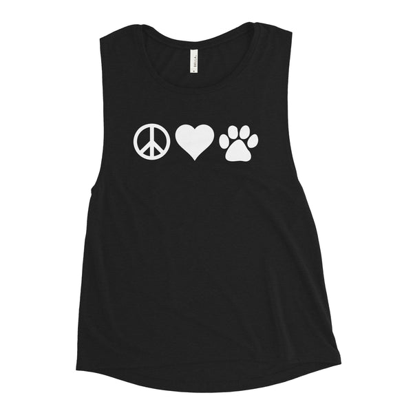 Peace, love, paws Women's Tank Top-Women's Flowy Muscle Tank | Bella + Canvas 8803-I love Veterinary