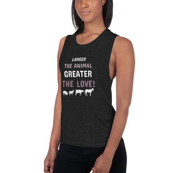 Larger the animal- Greater the love! Women's Tank Top-Women's Flowy Muscle Tank | Bella + Canvas 8803-I love Veterinary