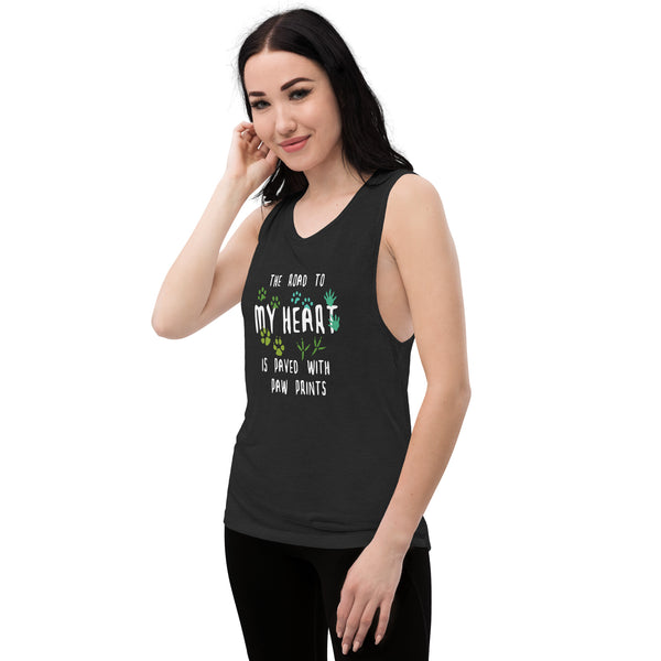 The road to my heart is paved with paw prints Women's Tank Top-I love Veterinary