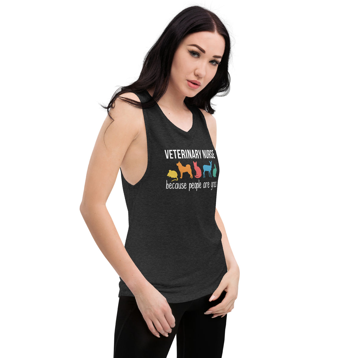 Veterinary Nurse: because people are gross Women's Tank Top-Women's Flowy Muscle Tank | Bella + Canvas 8803-I love Veterinary