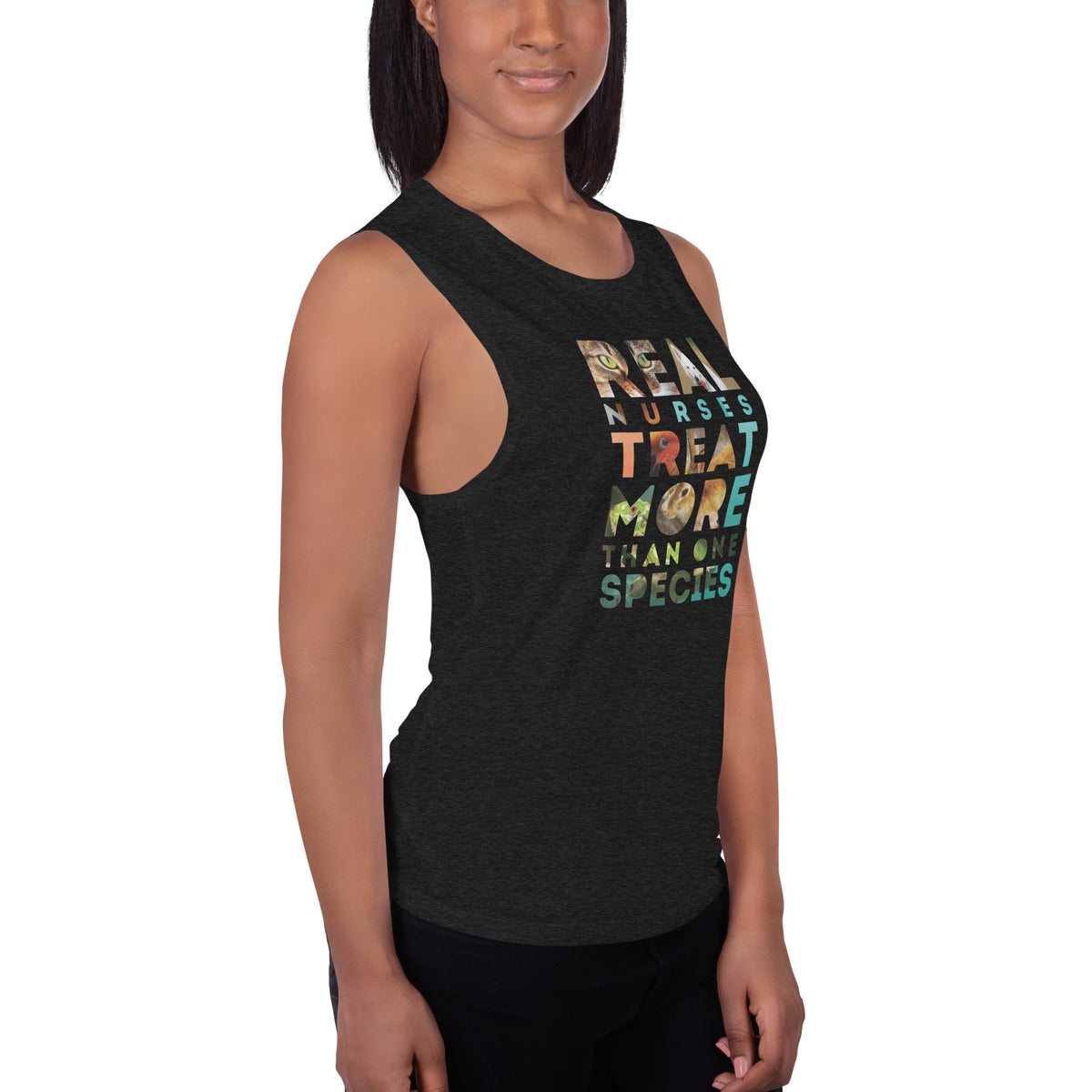 Real nurses treat more than one species Women's Tank Top-Women's Flowy Tank Top by Bella | Bella B8800-I love Veterinary