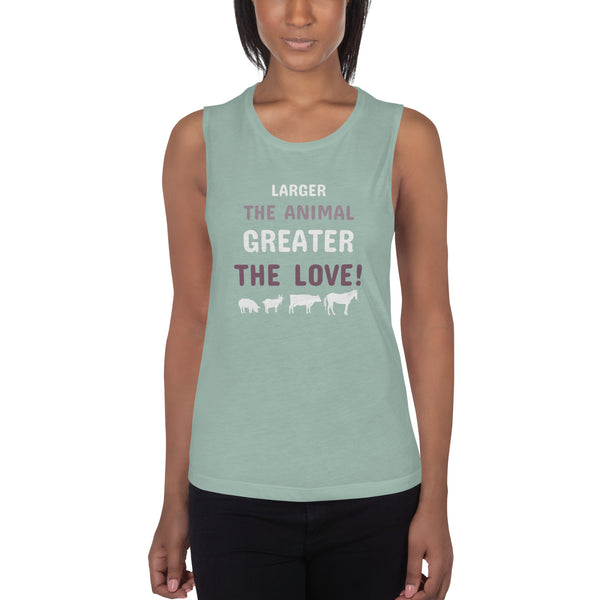 Larger the animal- Greater the love! Women's Tank Top-Women's Flowy Muscle Tank | Bella + Canvas 8803-I love Veterinary