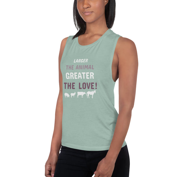 Larger the animal- Greater the love! Women's Tank Top-Women's Flowy Muscle Tank | Bella + Canvas 8803-I love Veterinary