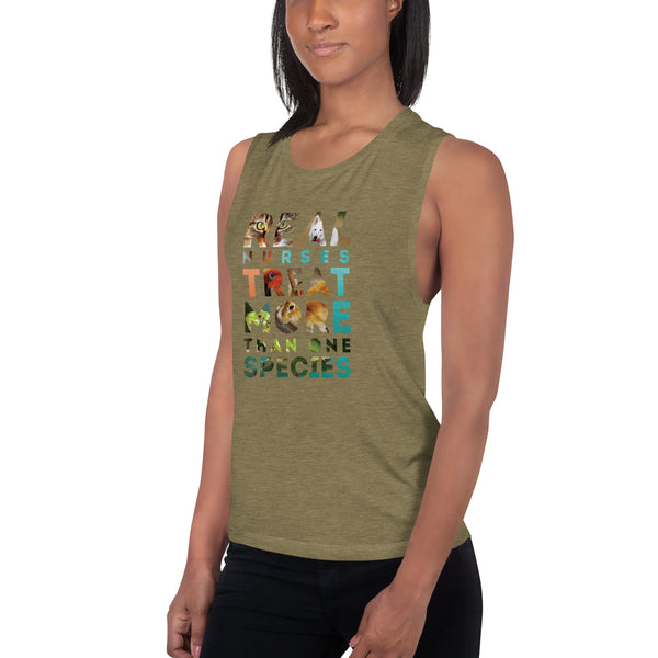 Real nurses treat more than one species Women's Tank Top-Women's Flowy Tank Top by Bella | Bella B8800-I love Veterinary