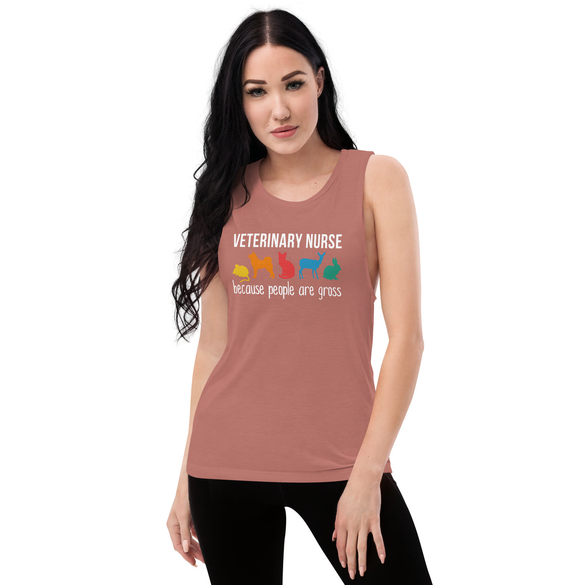 Veterinary Nurse: because people are gross Women's Tank Top-Women's Flowy Muscle Tank | Bella + Canvas 8803-I love Veterinary