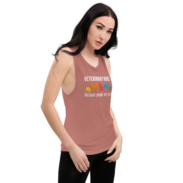 Veterinary Nurse: because people are gross Women's Tank Top-Women's Flowy Muscle Tank | Bella + Canvas 8803-I love Veterinary