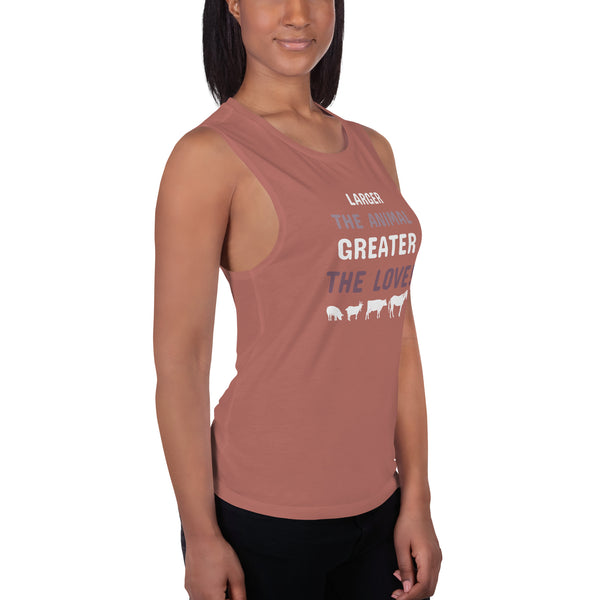 Larger the animal- Greater the love! Women's Tank Top-Women's Flowy Muscle Tank | Bella + Canvas 8803-I love Veterinary