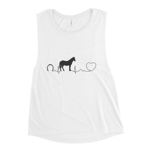 Horse pulse Women's Tank Top-Women's Flowy Muscle Tank | Bella + Canvas 8803-I love Veterinary