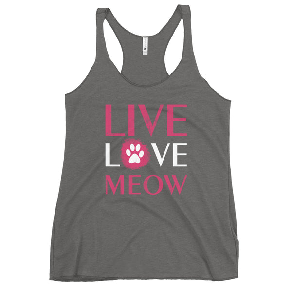 Live, Love, Meow Women's Racerback Tank Top-I love Veterinary
