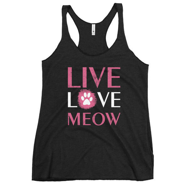 Live, Love, Meow Women's Racerback Tank Top-I love Veterinary