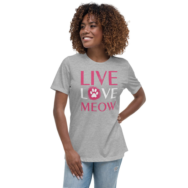 Live, Love, Meow Women's Relaxed T-Shirt-Women's Relaxed T-shirt | Bella + Canvas 6400-I love Veterinary