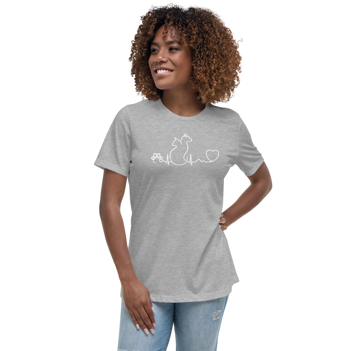 Dog and cat heartbeat Women's T-Shirt-Women's Relaxed T-shirt | Bella + Canvas 6400-I love Veterinary