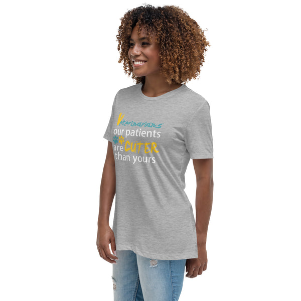Veterinarian Our patients are cuter than yours Women's Relaxed T-Shirt-Women's Relaxed T-shirt | Bella + Canvas 6400-I love Veterinary