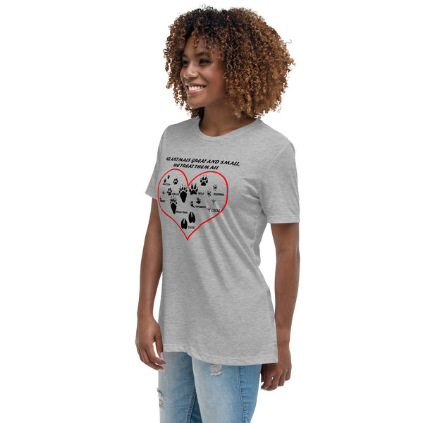 All animals great and small, we treat them all Women's Relaxed T-Shirt-Women's Relaxed T-shirt | Bella + Canvas 6400-I love Veterinary