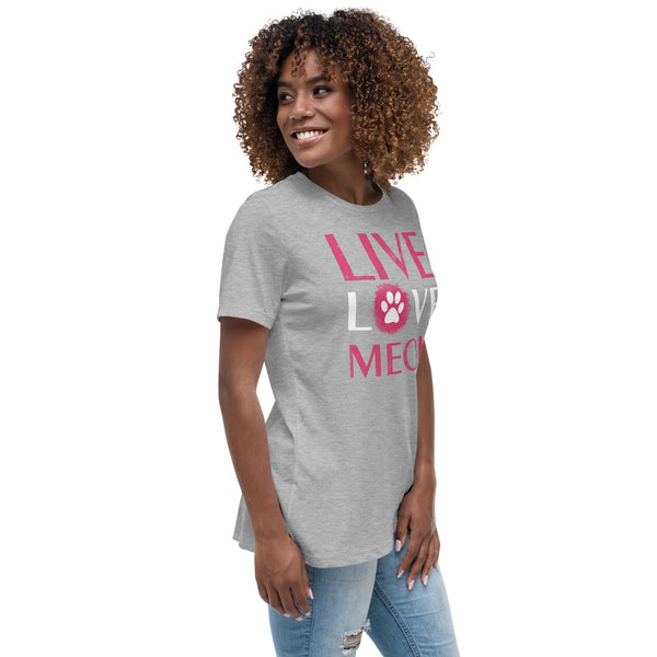 Live, Love, Meow Women's Relaxed T-Shirt-Women's Relaxed T-shirt | Bella + Canvas 6400-I love Veterinary