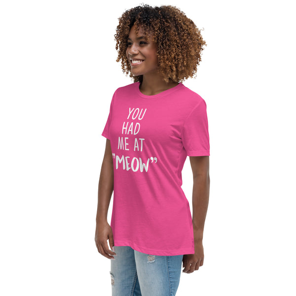 You had me at "meow" Women's Relaxed T-Shirt-Women's Relaxed T-shirt | Bella + Canvas 6400-I love Veterinary