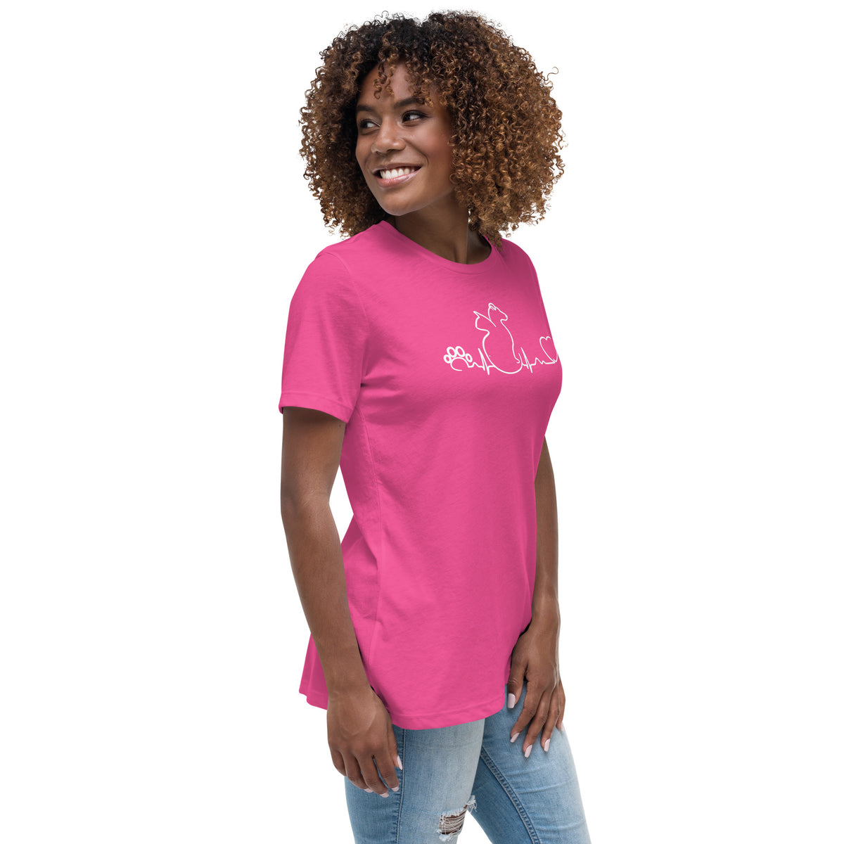 Dog and cat heartbeat Women's T-Shirt-Women's Relaxed T-shirt | Bella + Canvas 6400-I love Veterinary