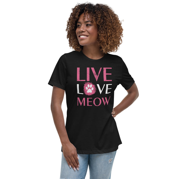 Live, Love, Meow Women's Relaxed T-Shirt-Women's Relaxed T-shirt | Bella + Canvas 6400-I love Veterinary