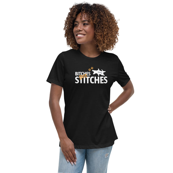 Bitches get stiches Women's T-Shirt-Women's Relaxed T-shirt | Bella + Canvas 6400-I love Veterinary