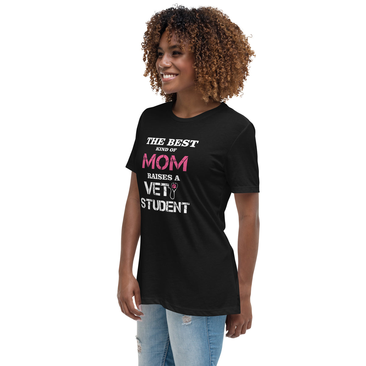 The best kind of Mom raises a Vet Student Women's Relaxed T-shirt-Women's Relaxed T-shirt | Bella + Canvas 6400-I love Veterinary