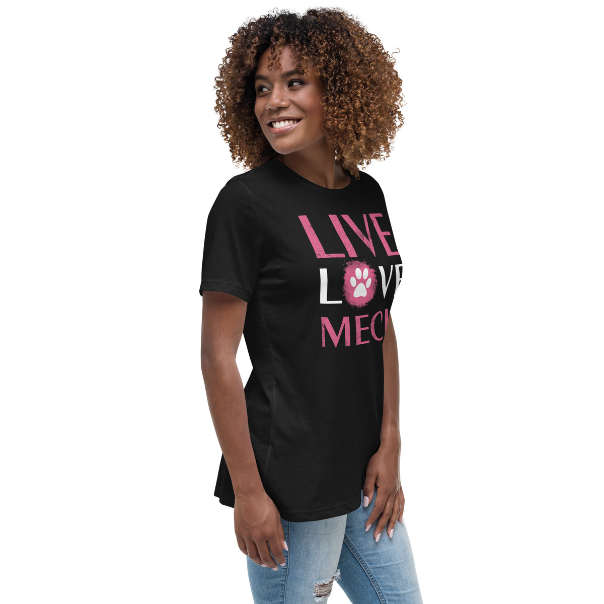 Live, Love, Meow Women's Relaxed T-Shirt-Women's Relaxed T-shirt | Bella + Canvas 6400-I love Veterinary