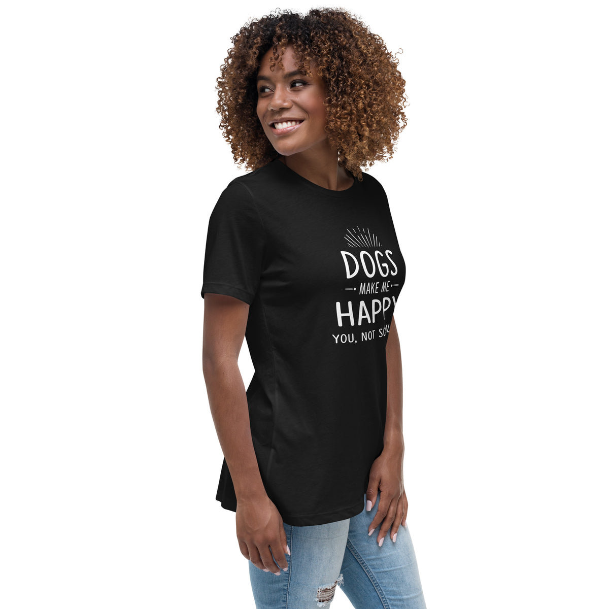 Dogs make me happy Women's T-Shirt-Women's Relaxed T-shirt | Bella + Canvas 6400-I love Veterinary