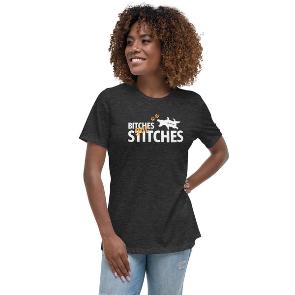 Bitches get stiches Women's T-Shirt-Women's Relaxed T-shirt | Bella + Canvas 6400-I love Veterinary