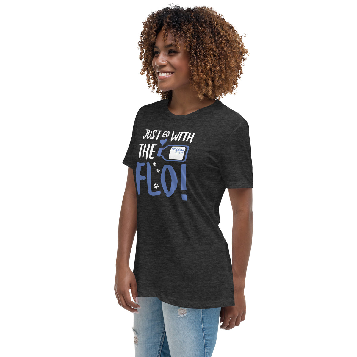 Just go with the Flo! Women's T-Shirt-Women's Relaxed T-shirt | Bella + Canvas 6400-I love Veterinary