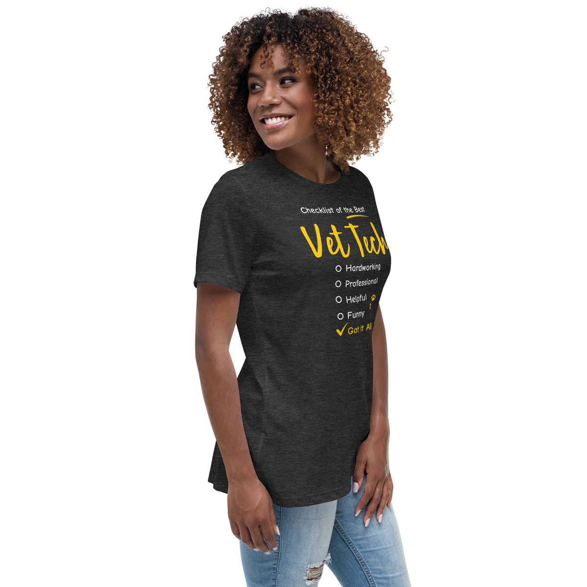 Checklist of the best Vet Tech Women's T-Shirt-Women's Relaxed T-shirt | Bella + Canvas 6400-I love Veterinary