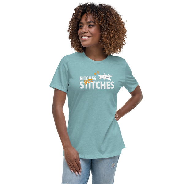 Bitches get stiches Women's T-Shirt-Women's Relaxed T-shirt | Bella + Canvas 6400-I love Veterinary