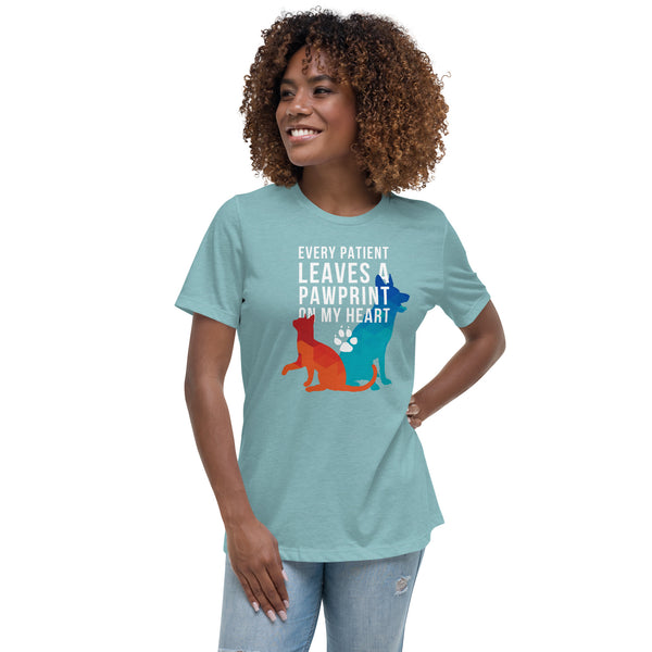 Every patient leaves a pawprint on my heart Women's T-Shirt-I love Veterinary