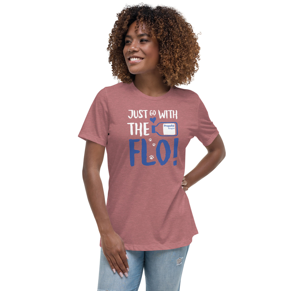 Just go with the Flo! Women's T-Shirt-Women's Relaxed T-shirt | Bella + Canvas 6400-I love Veterinary