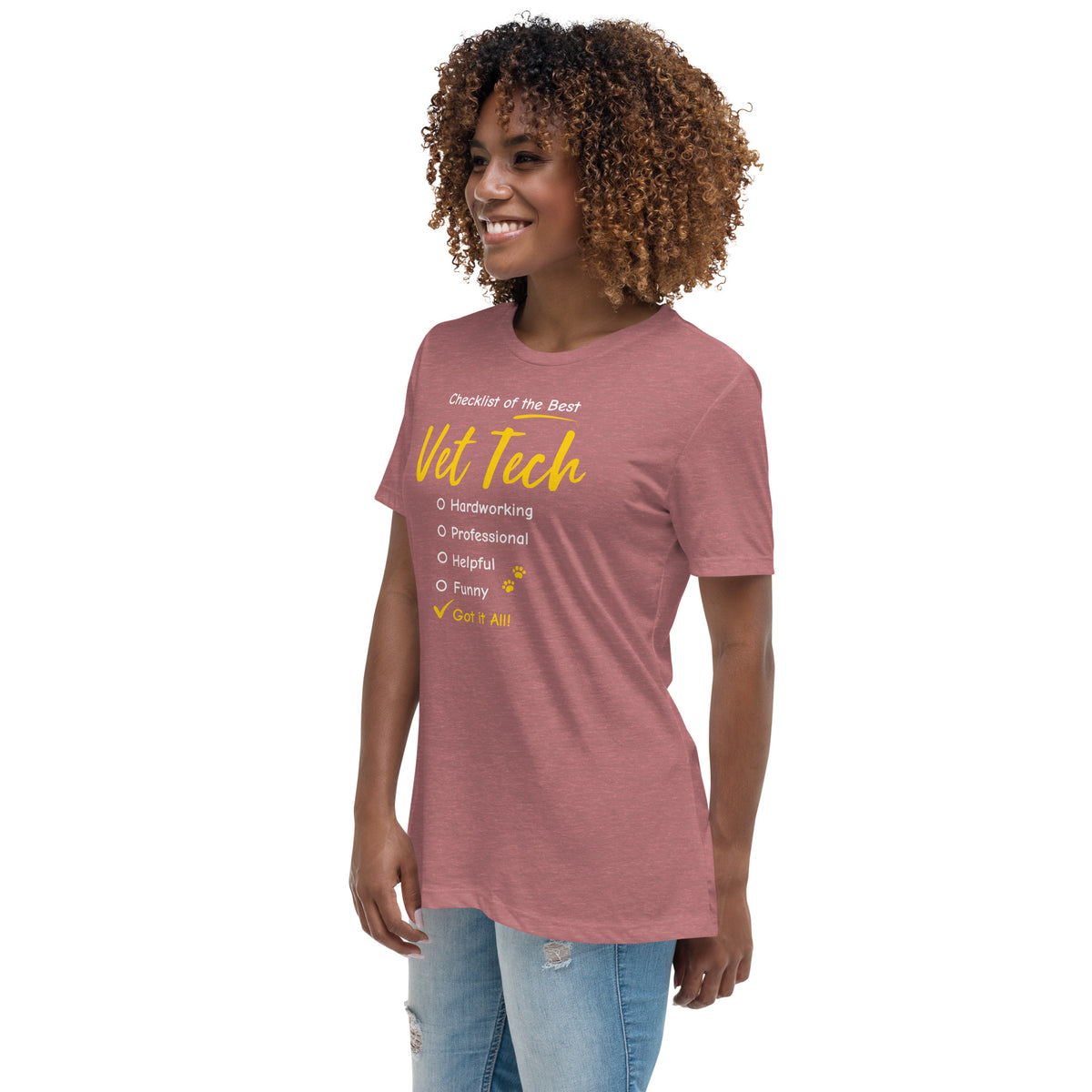 Checklist of the best Vet Tech Women's T-Shirt-Women's Relaxed T-shirt | Bella + Canvas 6400-I love Veterinary