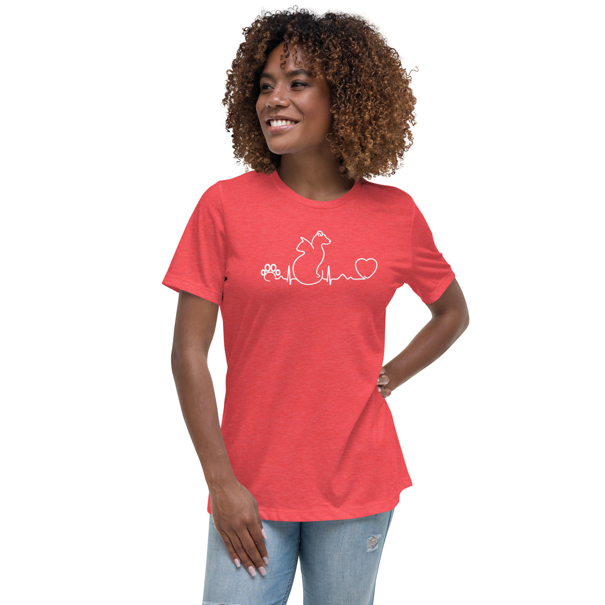 Dog and cat heartbeat Women's T-Shirt-Women's Relaxed T-shirt | Bella + Canvas 6400-I love Veterinary