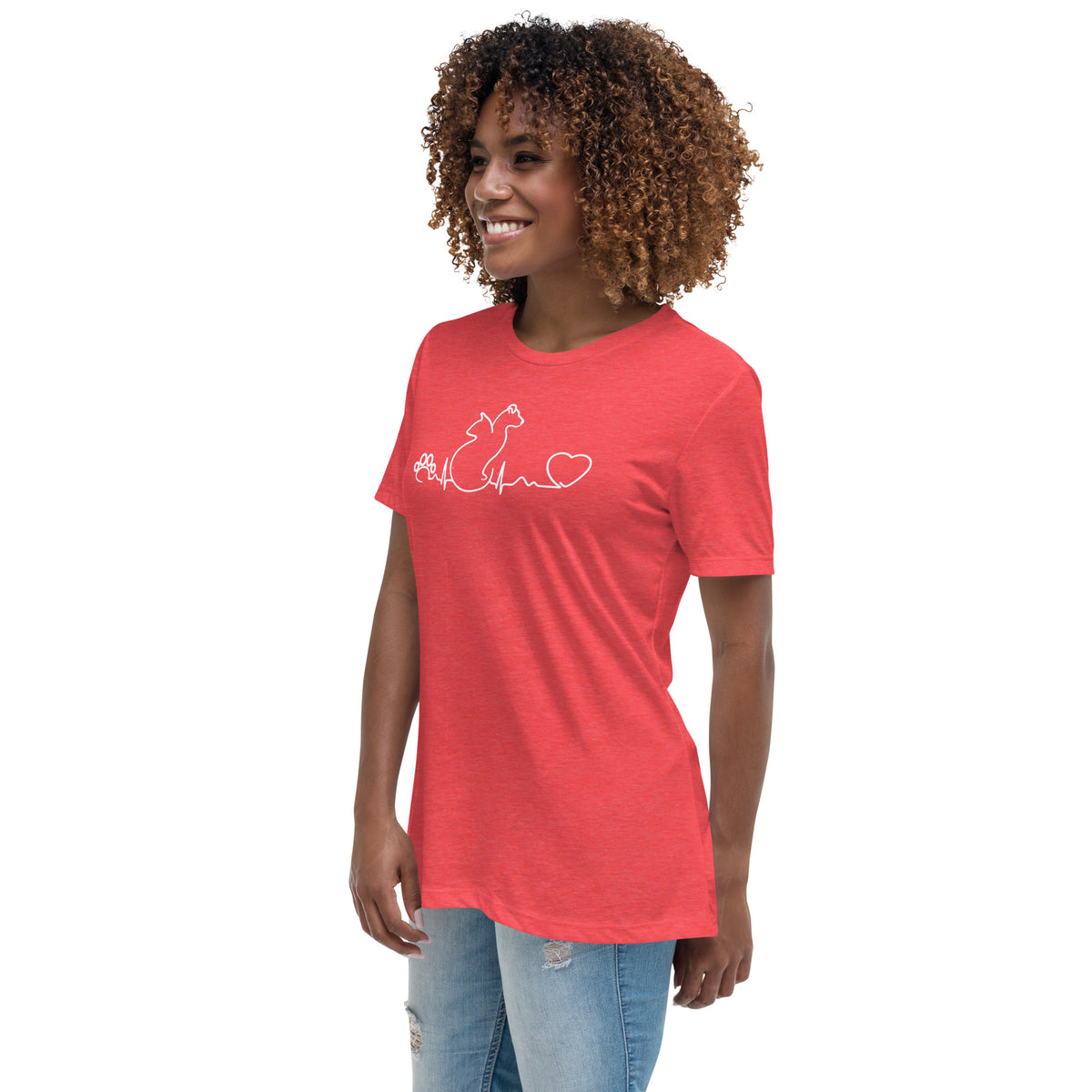 Dog and cat heartbeat Women's T-Shirt-Women's Relaxed T-shirt | Bella + Canvas 6400-I love Veterinary