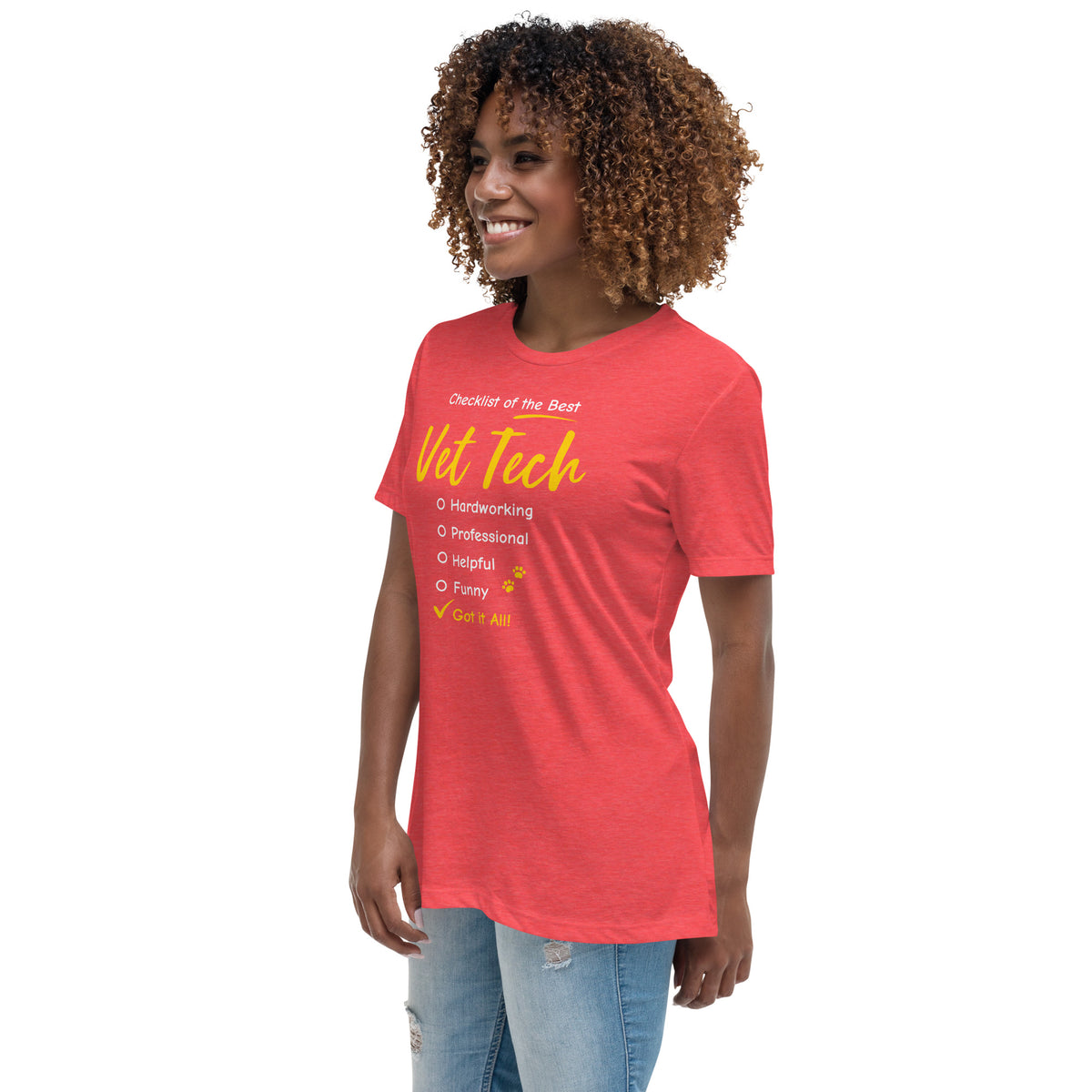 Checklist of the best Vet Tech Women's T-Shirt-Women's Relaxed T-shirt | Bella + Canvas 6400-I love Veterinary