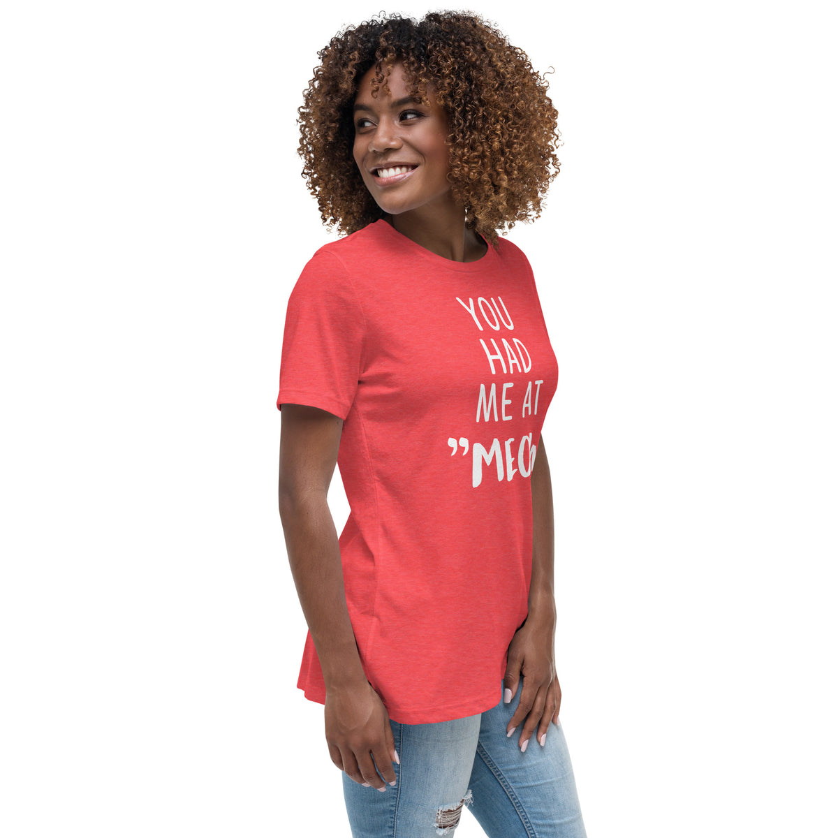 You had me at "meow" Women's Relaxed T-Shirt-Women's Relaxed T-shirt | Bella + Canvas 6400-I love Veterinary