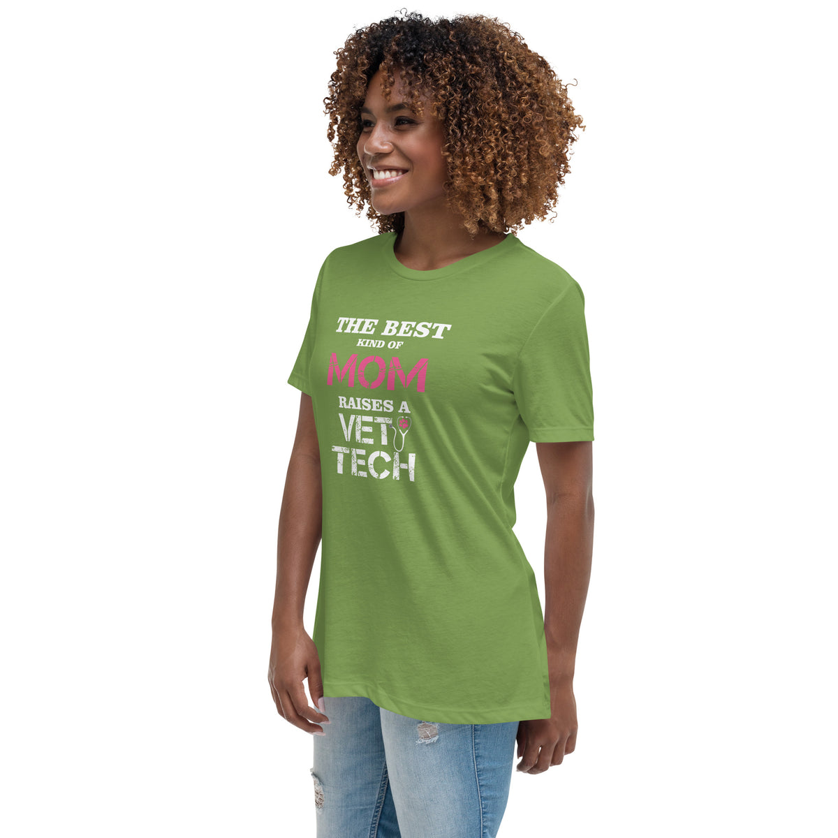 The best kind of Mom raises a Vet Tech Women's T-Shirt-Women's Relaxed T-shirt | Bella + Canvas 6400-I love Veterinary