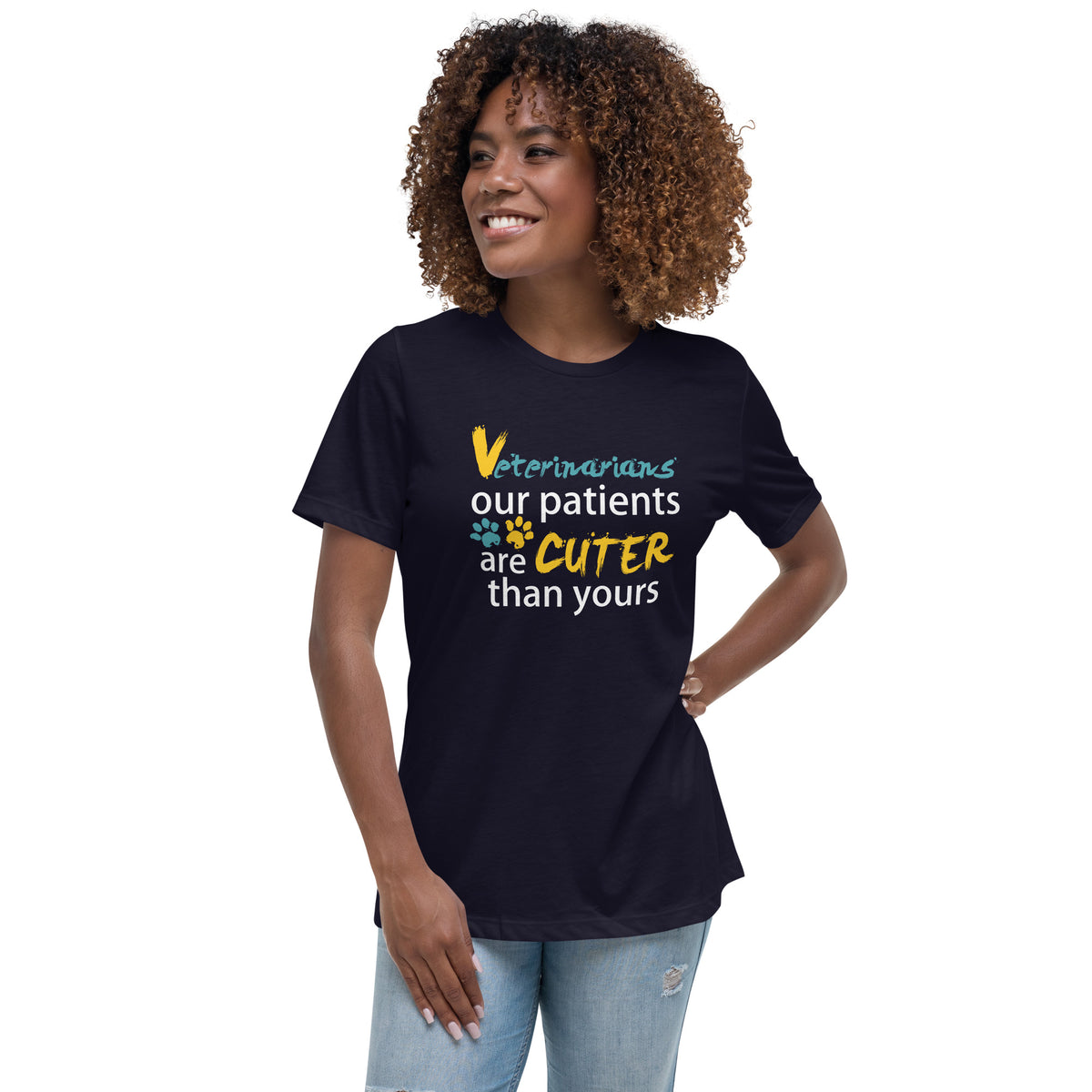 Veterinarian Our patients are cuter than yours Women's Relaxed T-Shirt-Women's Relaxed T-shirt | Bella + Canvas 6400-I love Veterinary