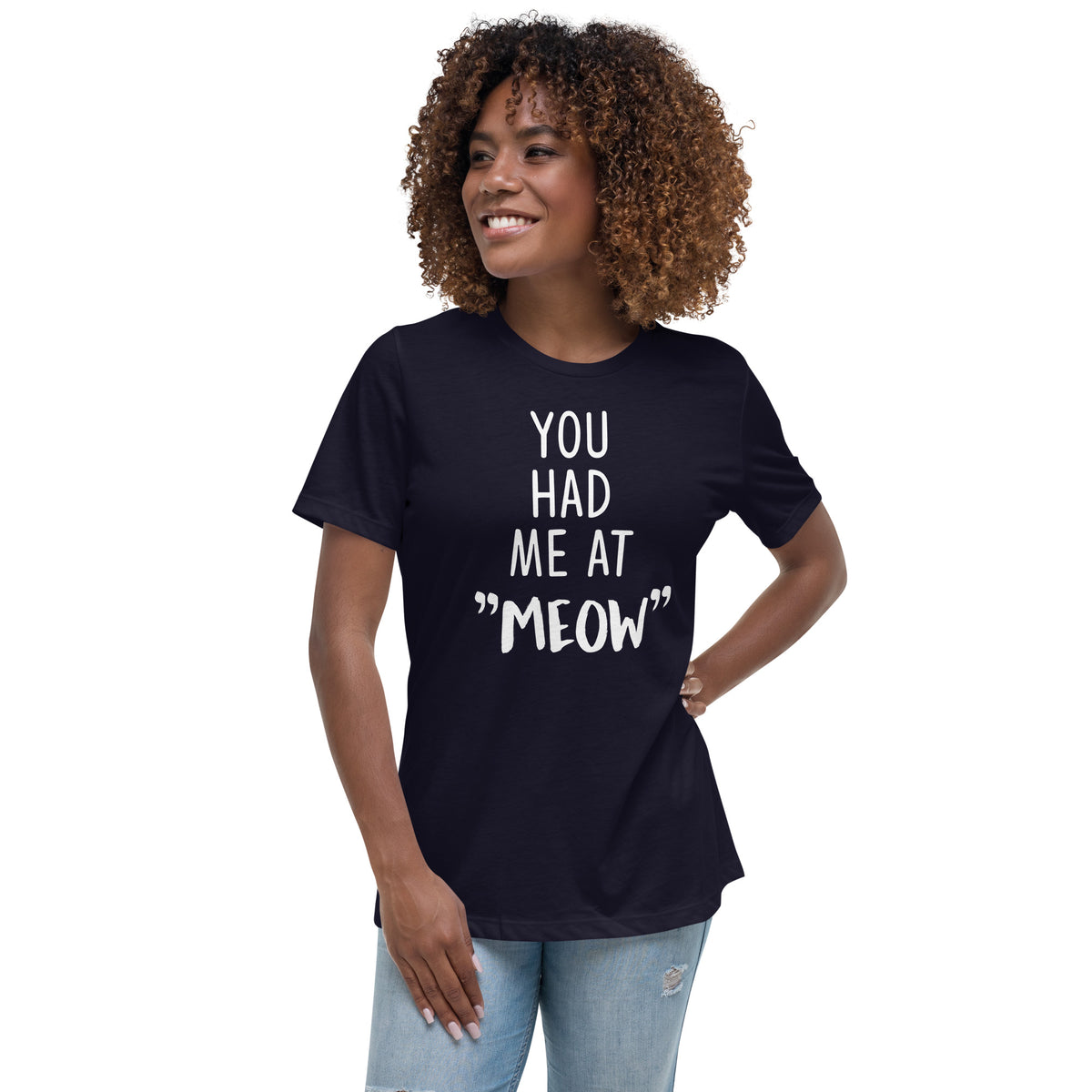 You had me at "meow" Women's Relaxed T-Shirt-Women's Relaxed T-shirt | Bella + Canvas 6400-I love Veterinary